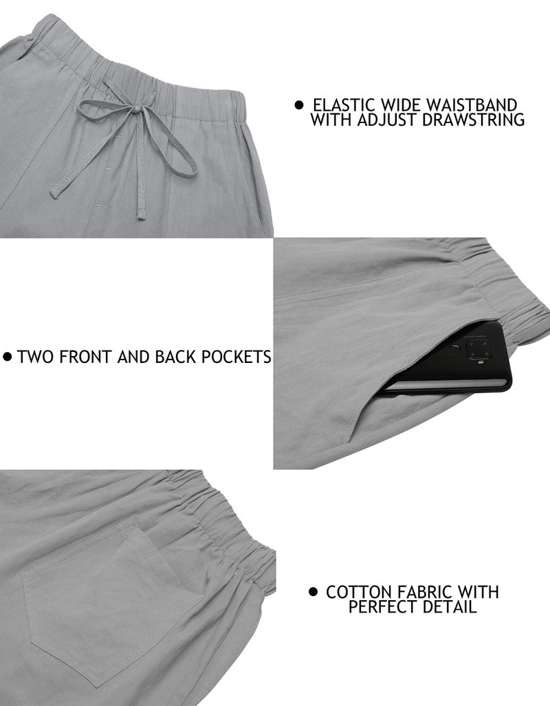 KISSMODA Womens Drawstring Elastic Waist Summer Casual Beach Shorts with Pockets Gray - Image 3